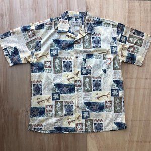 SPLATT FINE RESORTWEAR Men’s Tropical Floral Short Sleeve Hawaiian Shirt L